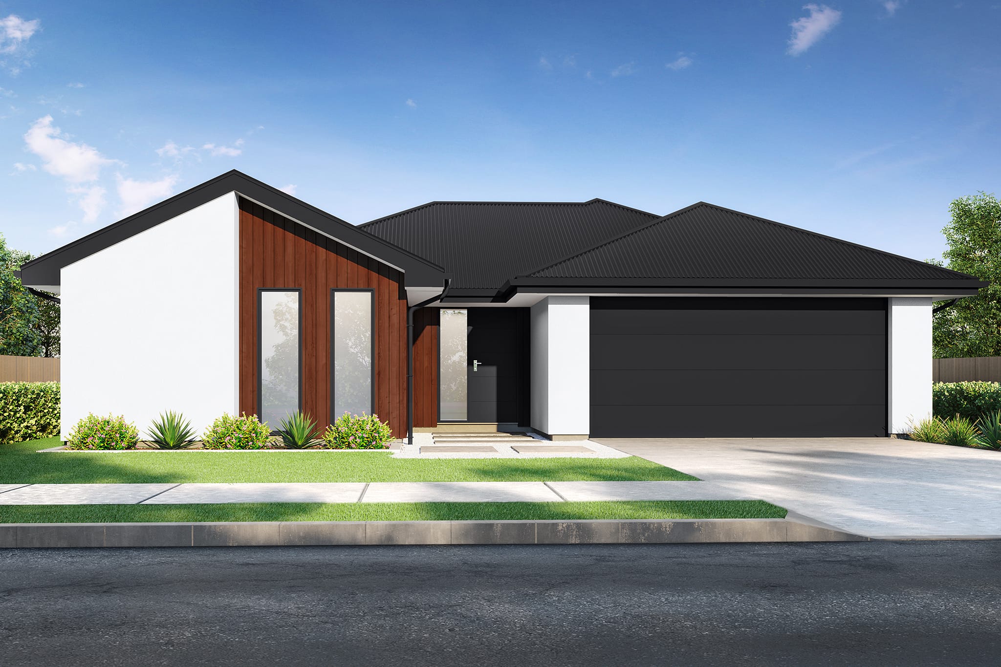 KAD Build house and land packages exterior view of Melton Estate house design Canterbury, New Zealand