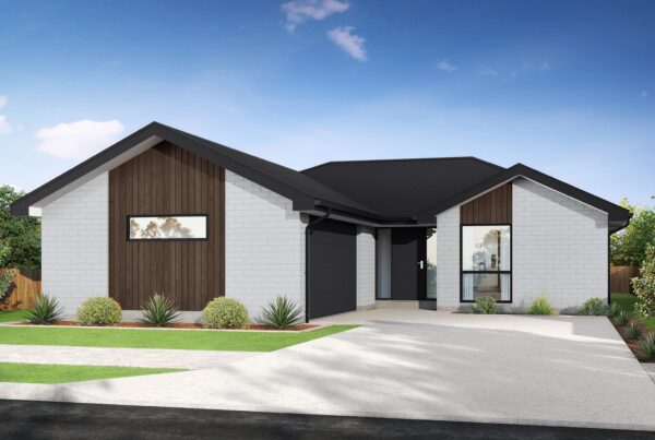 KAD Build house and land packages exterior view of Wither Hills house design Canterbury, New Zealand